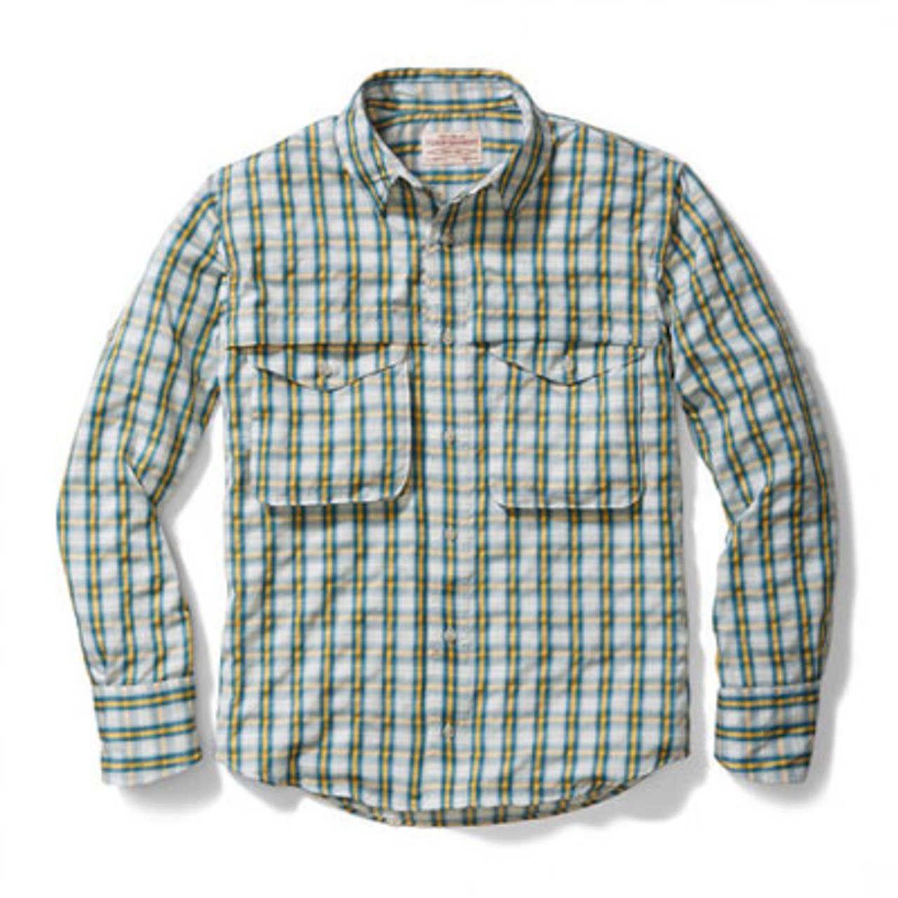 Filson Angler Shirt Amber Green Plaid LG 10604