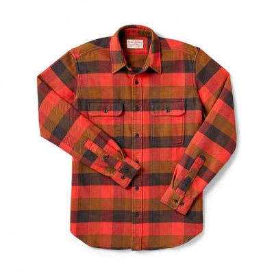 Filson Vintage Flannel Work Shirt Red Mackinaw Buffalo 2XL 10689