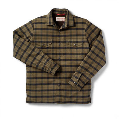 Filson Insulated Alaskan Guide Jac Shirt Otter Green Black MD 10693