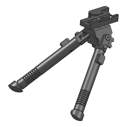 TRT Tactical Bipod, +/- 25° cant, QD, rubber feet BP-QD-R