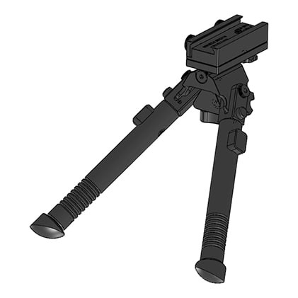 TRT Tactical Bipod, +/- 25° cant, +/- 30° swivel, rubber feet BP-S-FM-R