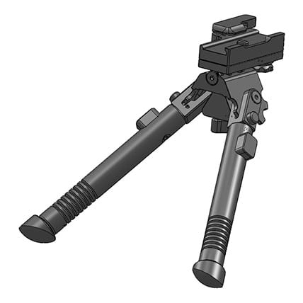 TRT Tactical Bipod, +/- 25° cant, +/- 30° swivel, QD, rubber feet BP-S-QD-R