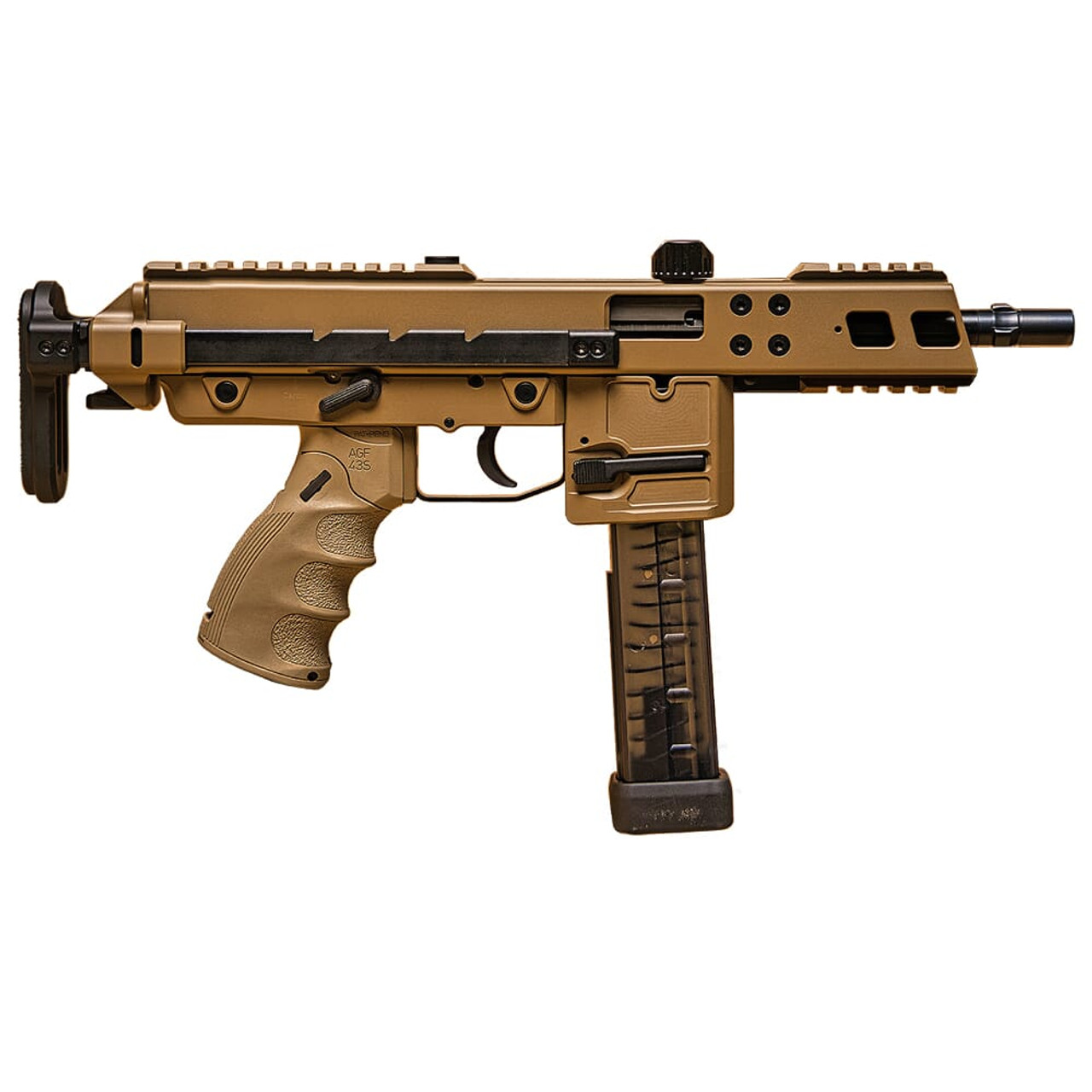 B&T KH9 Covert 9mm 6" 1:10" Bbl Folding FDE Short Barrel Rifle w/(1) 25rd Mag, Sling Bag & Flip-Up Sights (NFA) BT-440000-C-US