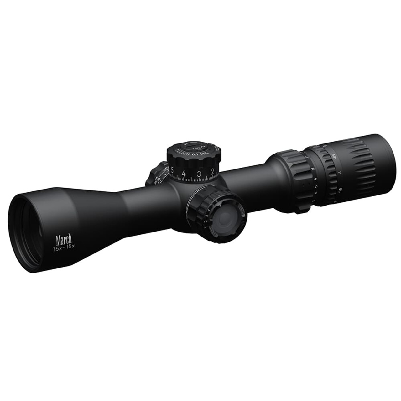 March Compact Tactical 1.5-15x42mm MML Reticle 0.1 MIL SFP Illuminated Riflescope D15V42TIML-MML