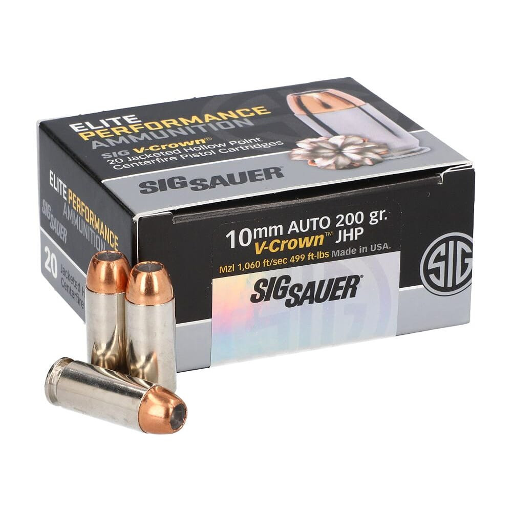 Sig Sauer Ammo 9mm 124gr Elite V-Crown JHP 20/Box E9MMA2-20 For