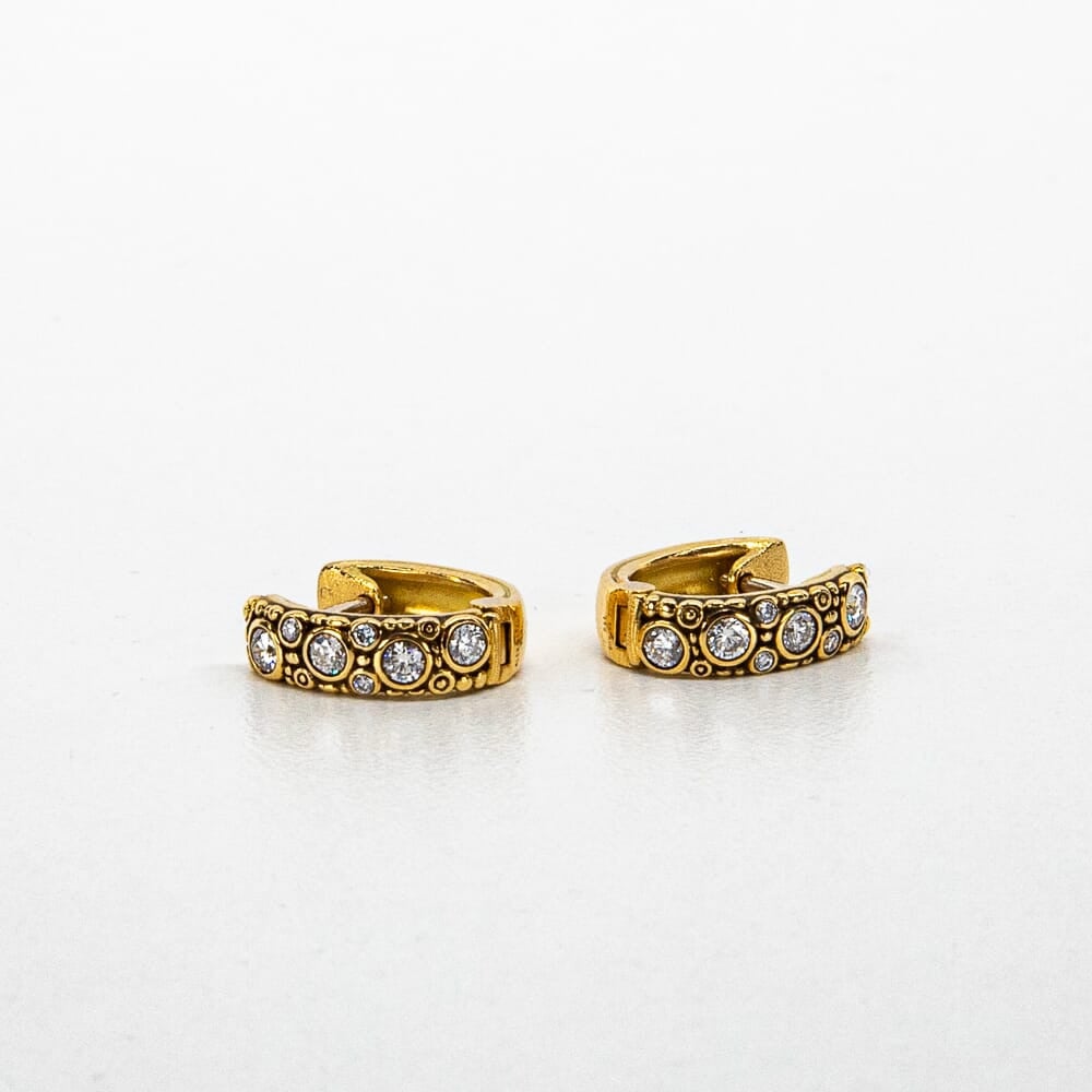 Alex Sepkus 18k and Diamond "Oval Hoop"   Earrings, 14 Diamonds (0.44ct) E-62D