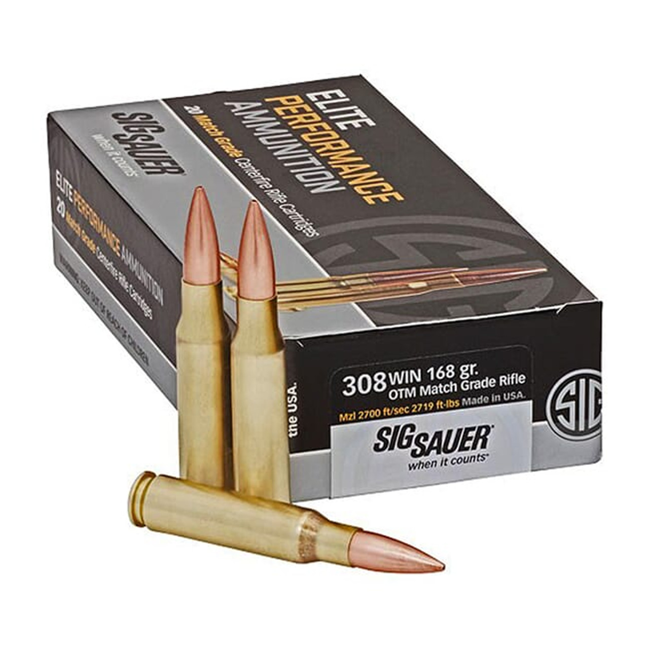 Sig Sauer Ammo .308 Win 168gr Elite OTM Match Grade Rifle 20/Box E308M1-20