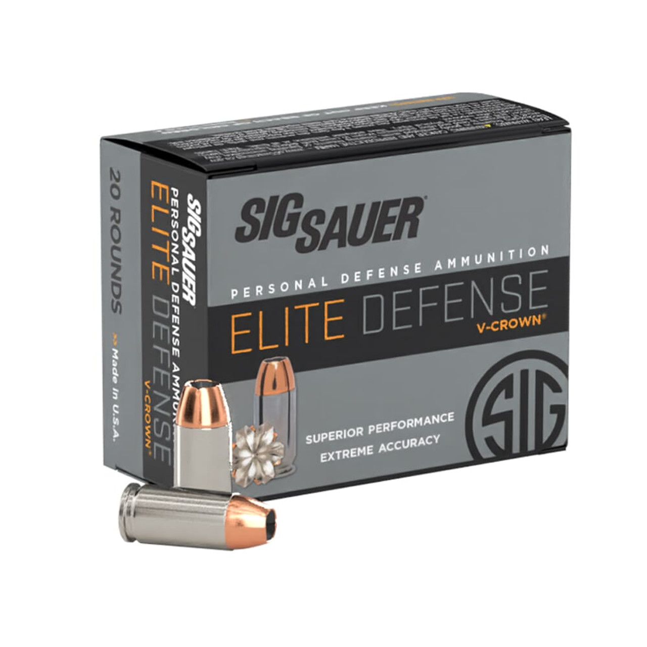 Sig Sauer Ammo .40 S&W 180gr Elite V-Crown Jacketed Hollow Point 20/Box E40SW2-20