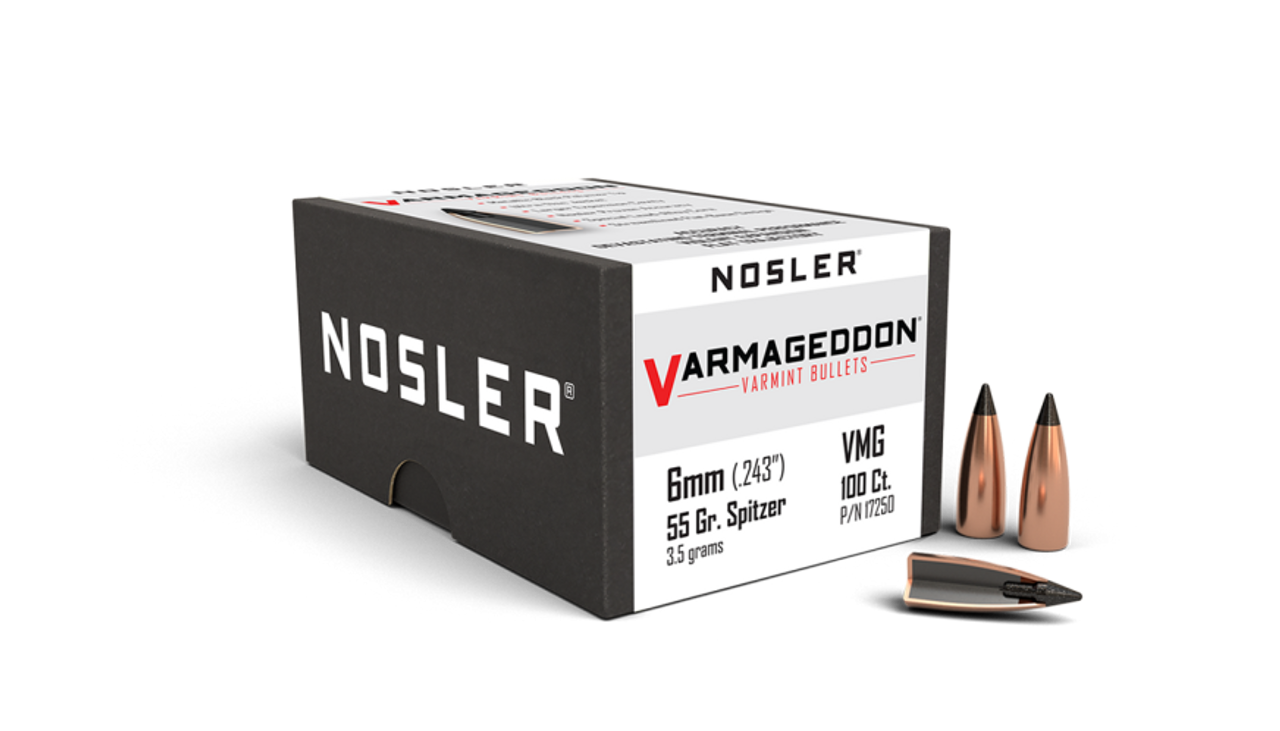 Nosler Varmageddon VG - 6mm 55g FB Tipped (100ct) Bullets 17250