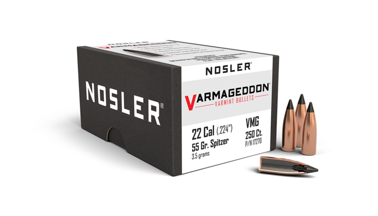 Nosler Varmageddon VG - 22 55g FB Tipped (250ct) Bullets 17270