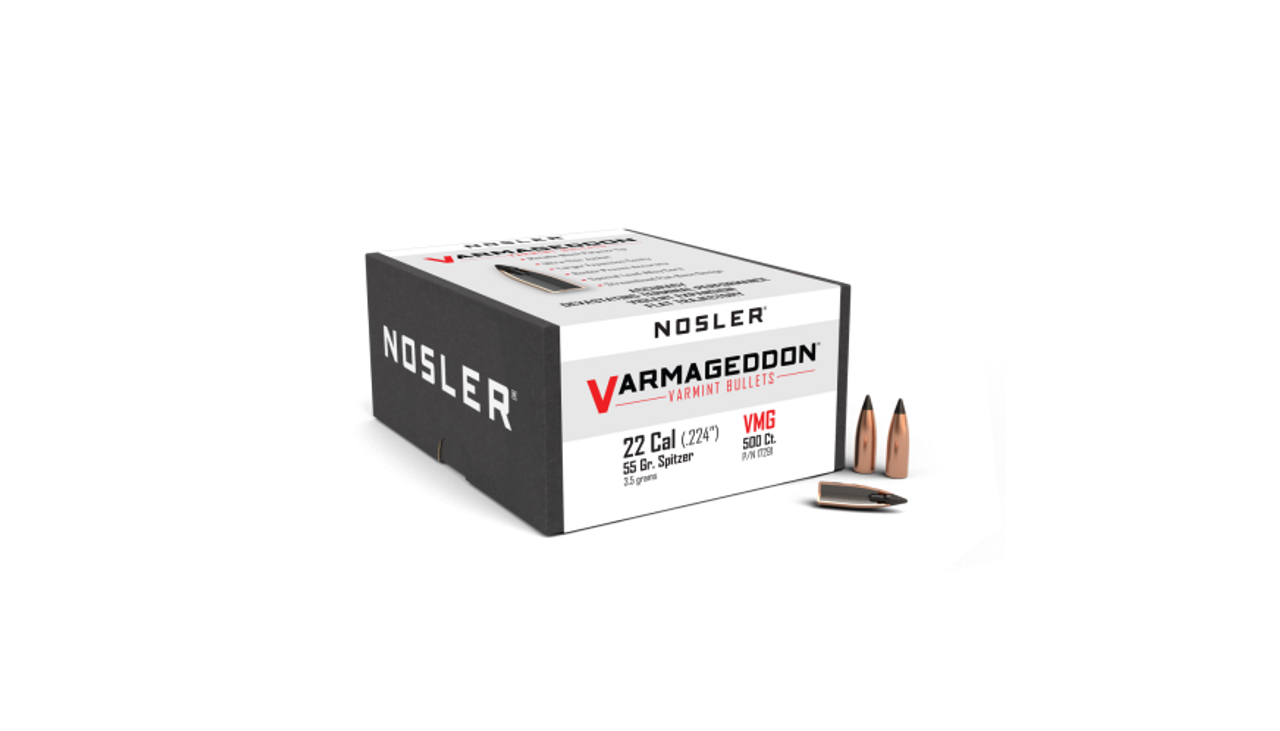 Nosler Varmageddon VG - 22 55g FB Tipped (500ct) Bullets 17291