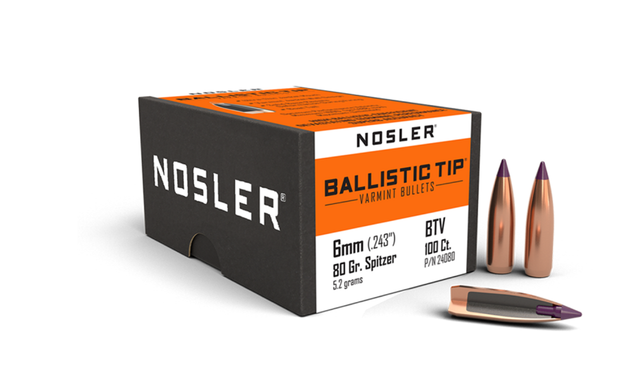 Nosler Ballistic Tip Varmint BT - 6mm 80g SP (100ct) Bullets 24080