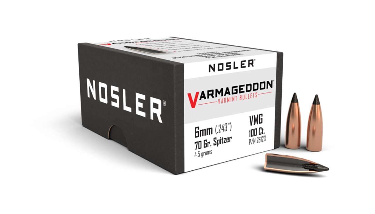 Nosler Varmageddon VG - 6mm 70g FB Tipped (100ct) Bullets 26123