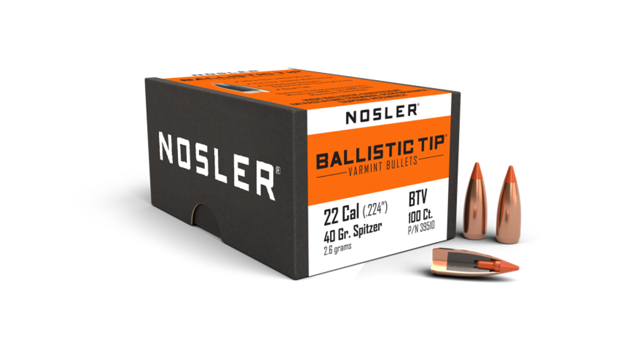 Nosler Ballistic Tip Varmint BT - 22 40g SP (100ct) Bullets 39510