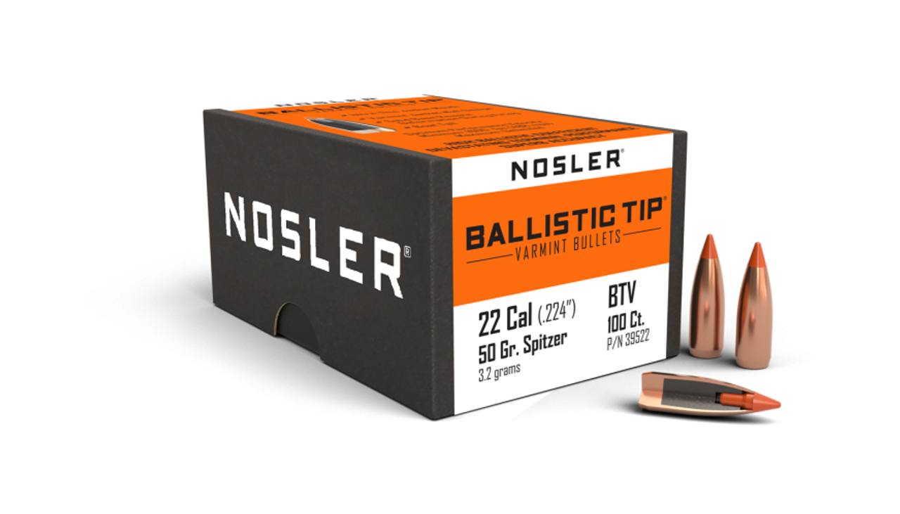 Nosler Ballistic Tip Varmint BT - 22 50g SP (100ct) Bullets 39522