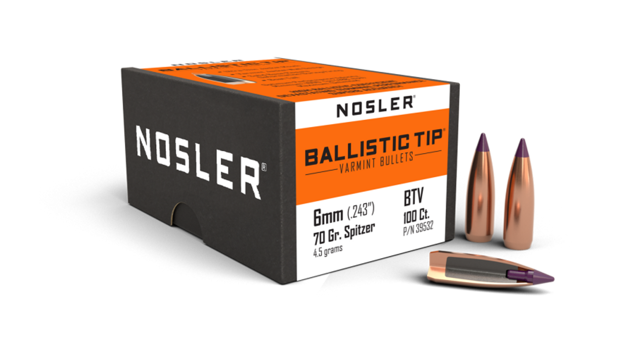 Nosler Ballistic Tip Varmint BT - 6mm 70g SP (100ct) Bullets 39532