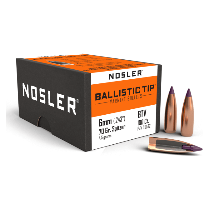 Nosler Ballistic Tip Varmint BT - 6mm 70g SP (100ct) Bullets 39532