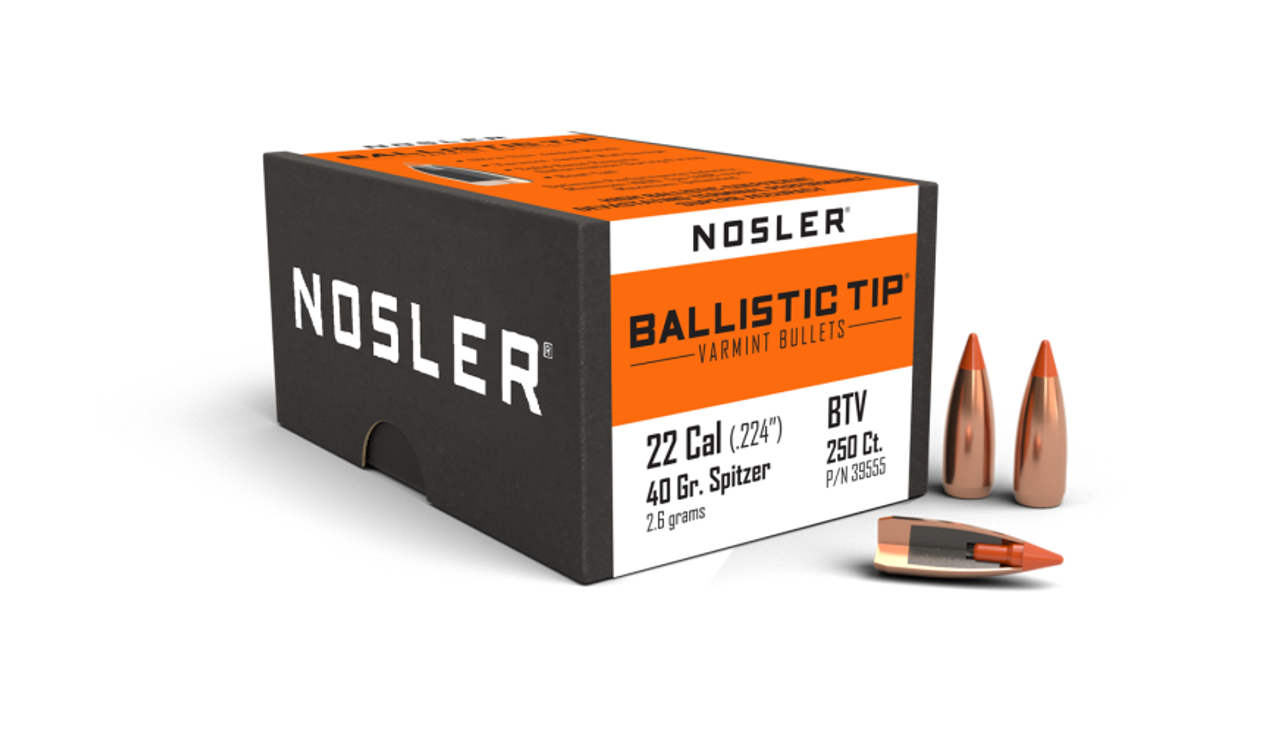 Nosler Ballistic Tip Varmint BT - 22 40g SP (250ct) Bullets 39555