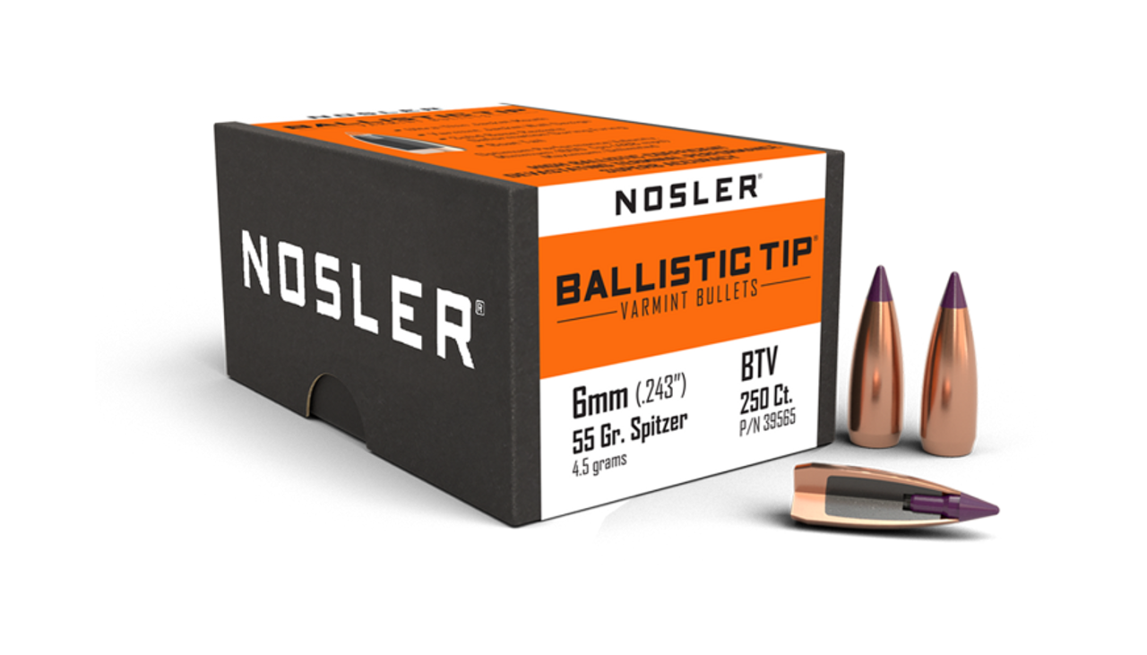 Nosler Ballistic Tip Varmint BT - 6mm 55g SP (250ct) Bullets 39565