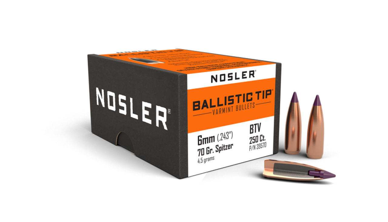 Nosler Ballistic Tip Varmint BT - 6mm 70g SP (250ct) Bullets 39570