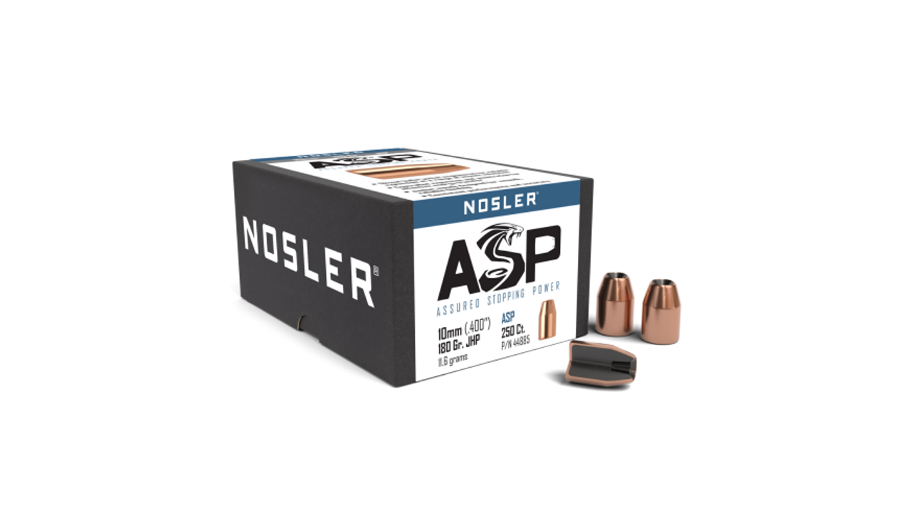 Nosler Hand Gun - Assured Stopping Power (ASP) HG - ASP 10mm 180g JHP (.400") (250 bulk ct) Bullets 44885