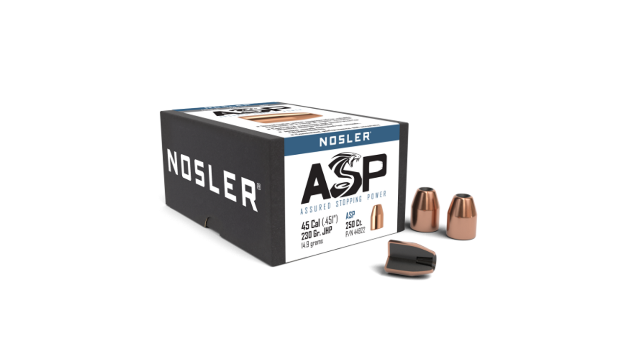 Nosler Hand Gun - Assured Stopping Power (ASP) HG - ASP 45 230g JHP (.451") (250 bulk ct) Bullets 44922