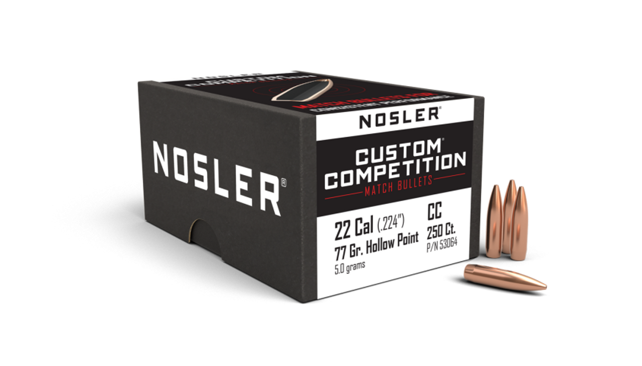 Nosler Custom Competition CC - 22 77g HPBT (250ct) Bullets 53064