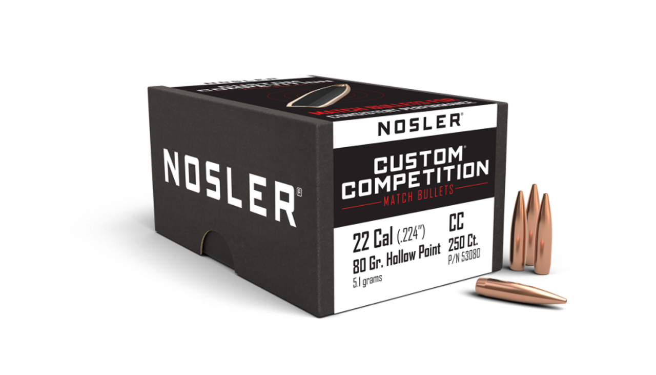 Nosler Custom Competition CC - 22 80g HPBT (250ct) Bullets 53080