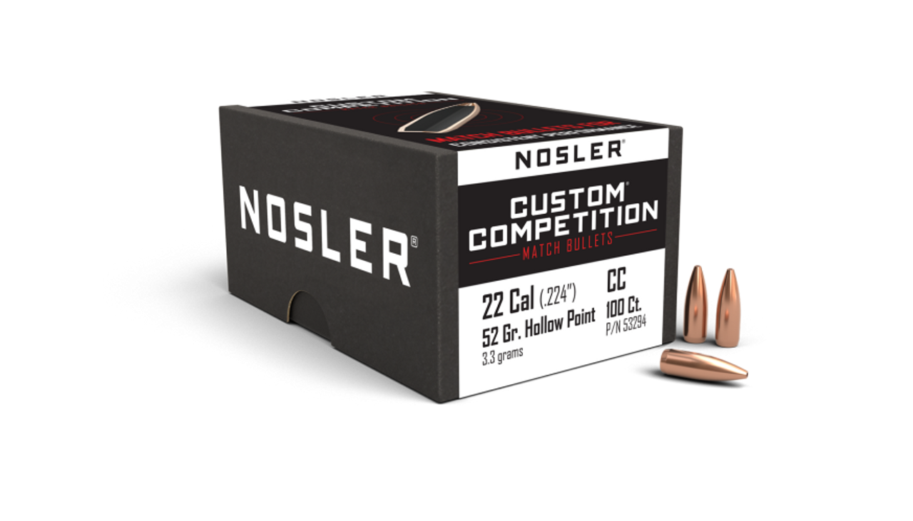 Nosler Custom Competition CC - 22 52g HPBT (100ct) Bullets 53294