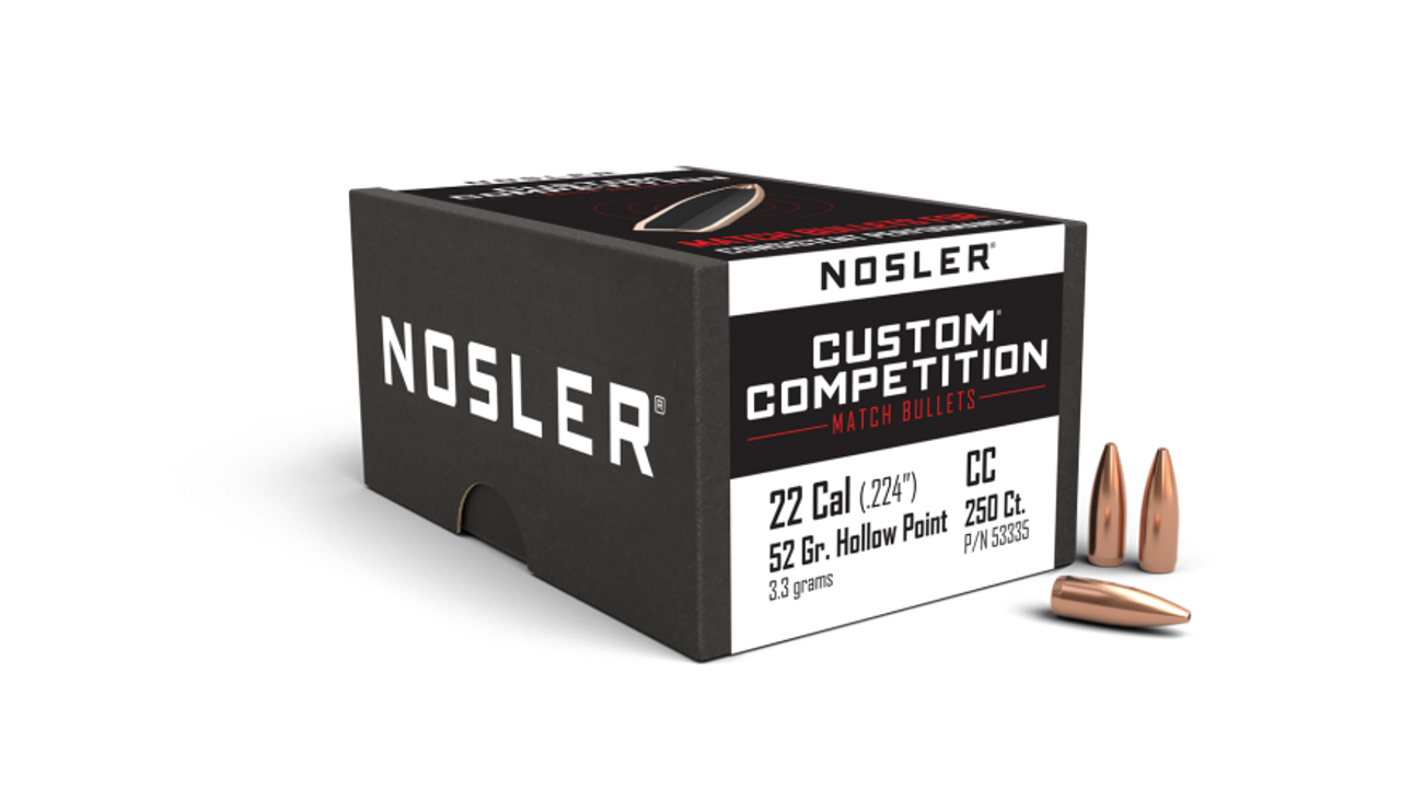 Nosler Custom Competition CC - 22 52g HPBT (250ct) Bullets 53335