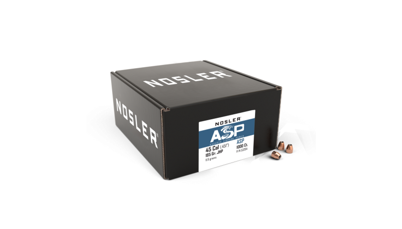 Nosler Hand Gun - Assured Stopping Power (ASP) HG - ASP 45 185g JHP (.451") (1,000 bulk ct) Bullets 53264