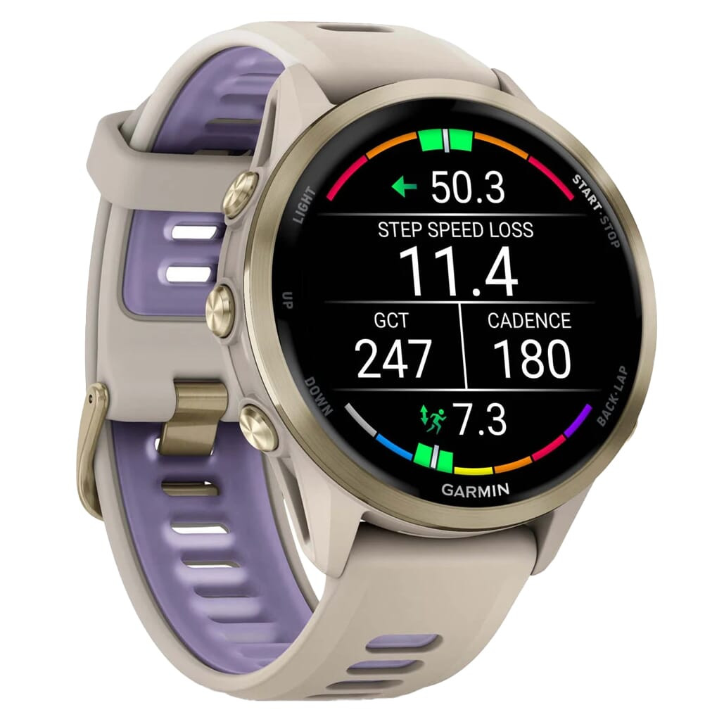 Garmin Forerunner 970 Soft Gold Titanium w/French Gray Case and French Gray/Translucent Indigo Band 010-02969-02