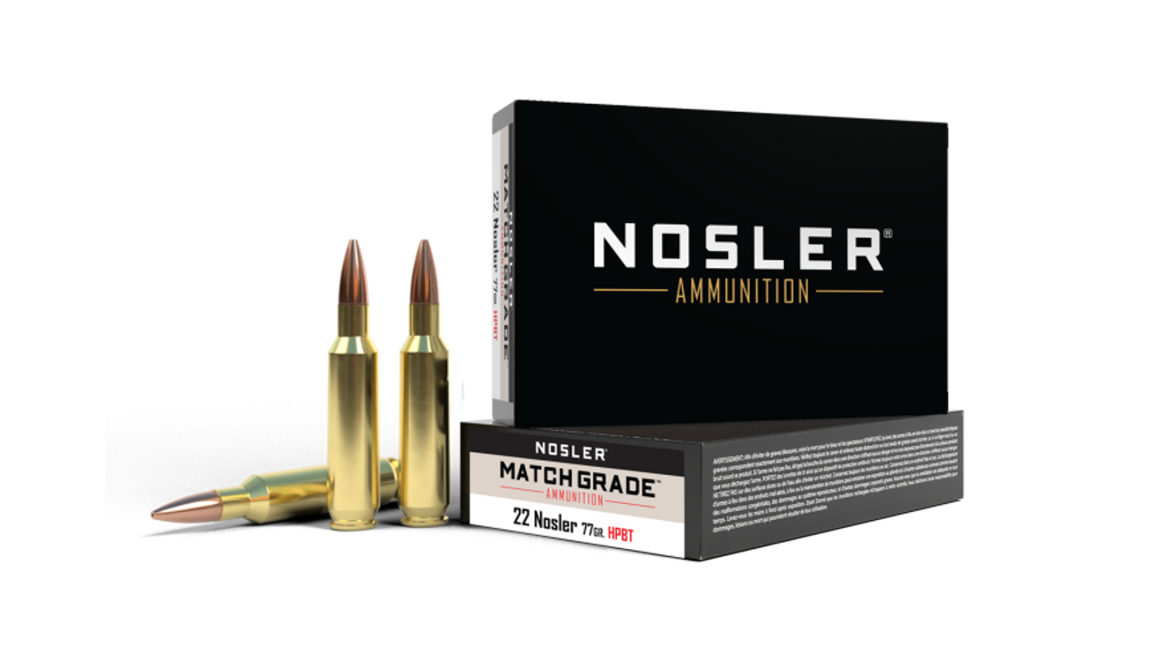 Nosler Match Grade MGA - 22 Nosler 77g CC HPBT (20ct) Ammunition 60016