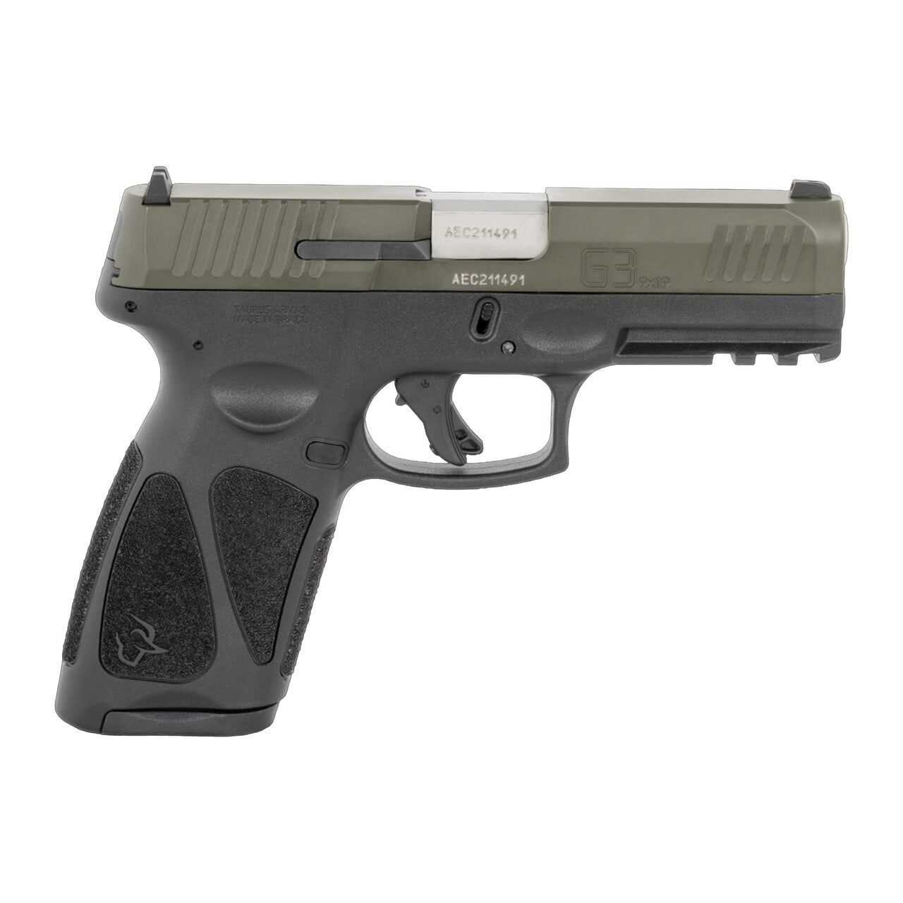 Taurus G3 9mm 4.0" Bbl BK/MS Green Pistol w(1) 15rd & (1) 17rd Mag 1-G3B94B