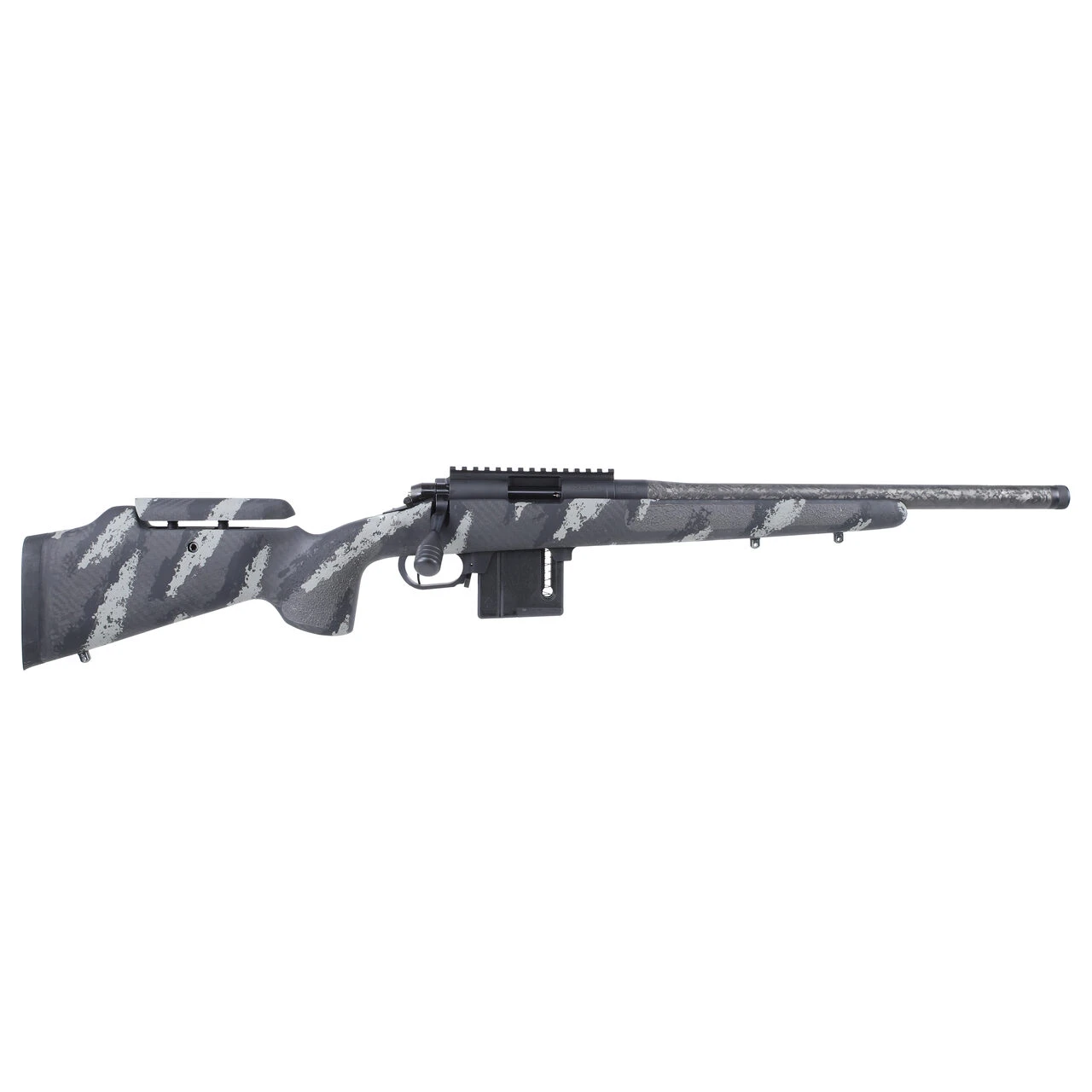 Vudoo Gun Works Gen2 18" Bbl Proof 1/2-28 30MOA PP Altitude Stock Adjustable Comb PP Rem SA M5 Bottom Metal SIN-V22-RH-BLK-CF18TB-PPA-SANTH