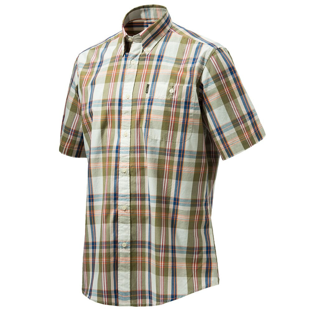 Beretta Drip Dry SS Shirt Beige/Green Check Small LU520T1533012PS