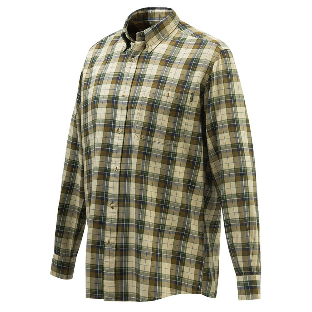 Beretta Wood Flannel Button-Down Shirt Beige/Green LUA10T213101AA