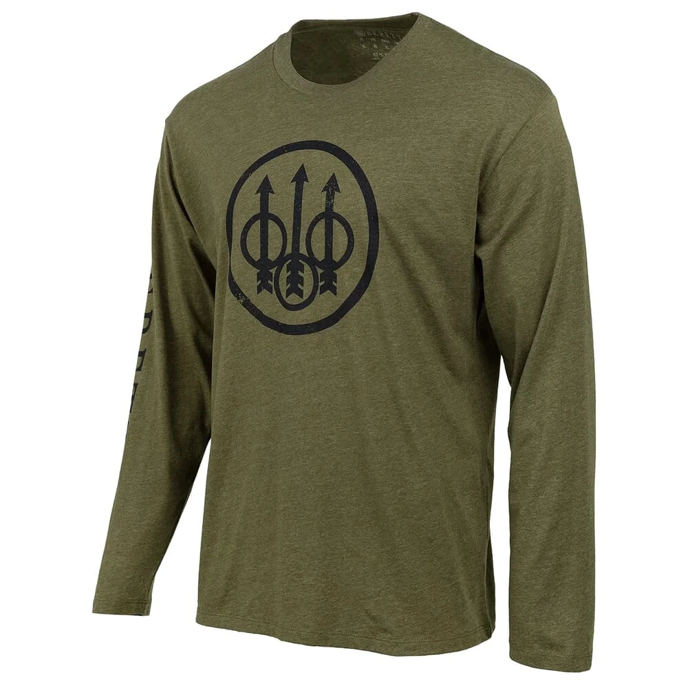 Beretta Trident Logo Long Sleeve T-Shirt Heather Mil Green TS229T189007AU