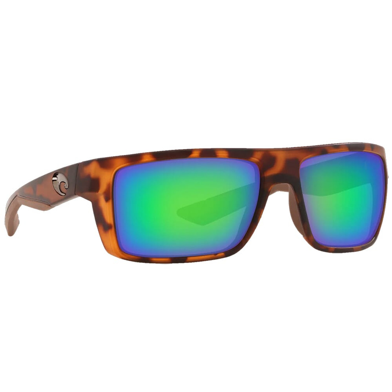 Costa Motu Matte Retro Tortoise Frame Sunglasses w/ Green Mirror 580G Lenses MTU-66-OGMGLP