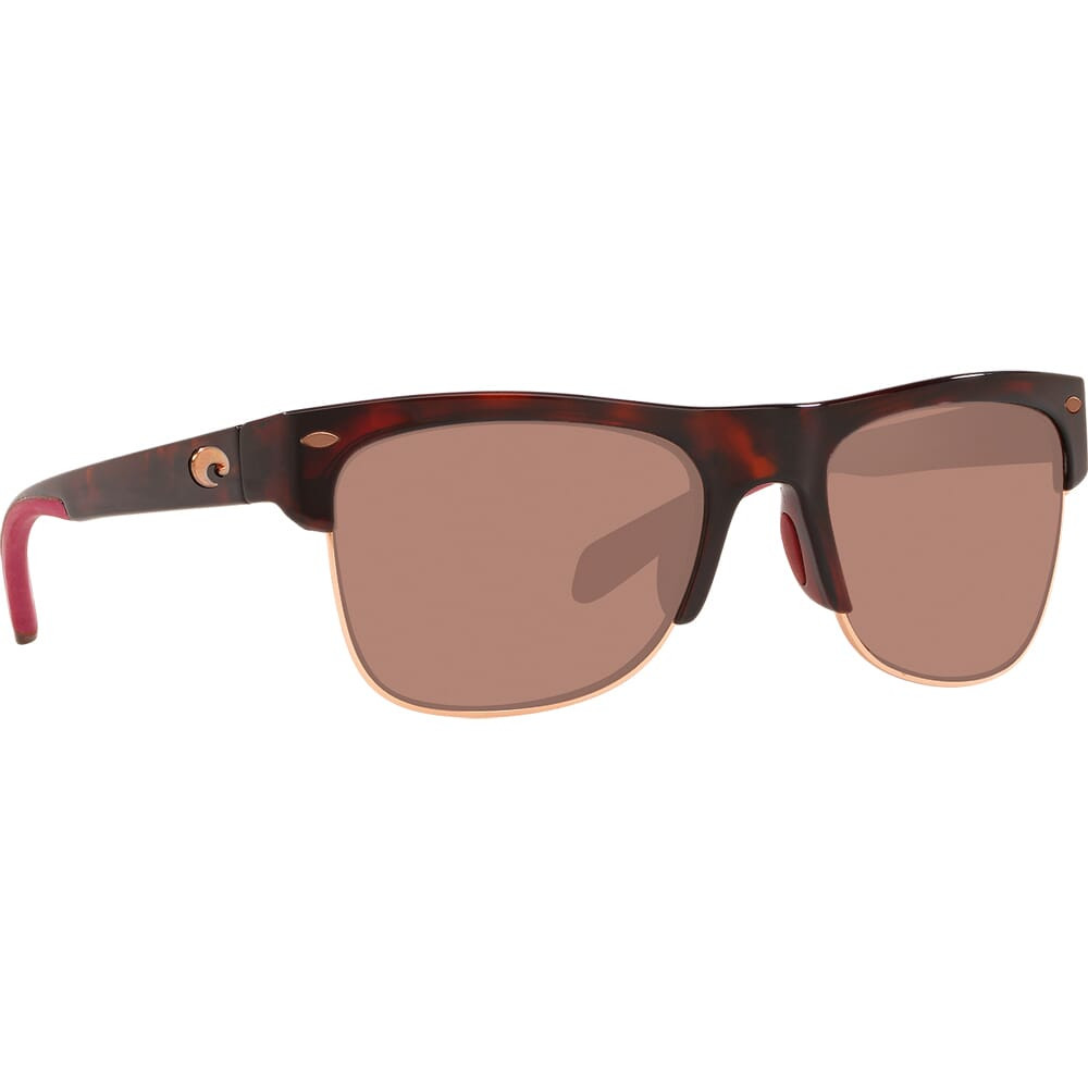 Costa Pawleys Rose Tortoise Frame Sunglasses w/ Copper Silver Mirror 580P Lenses PW-201-OSCP