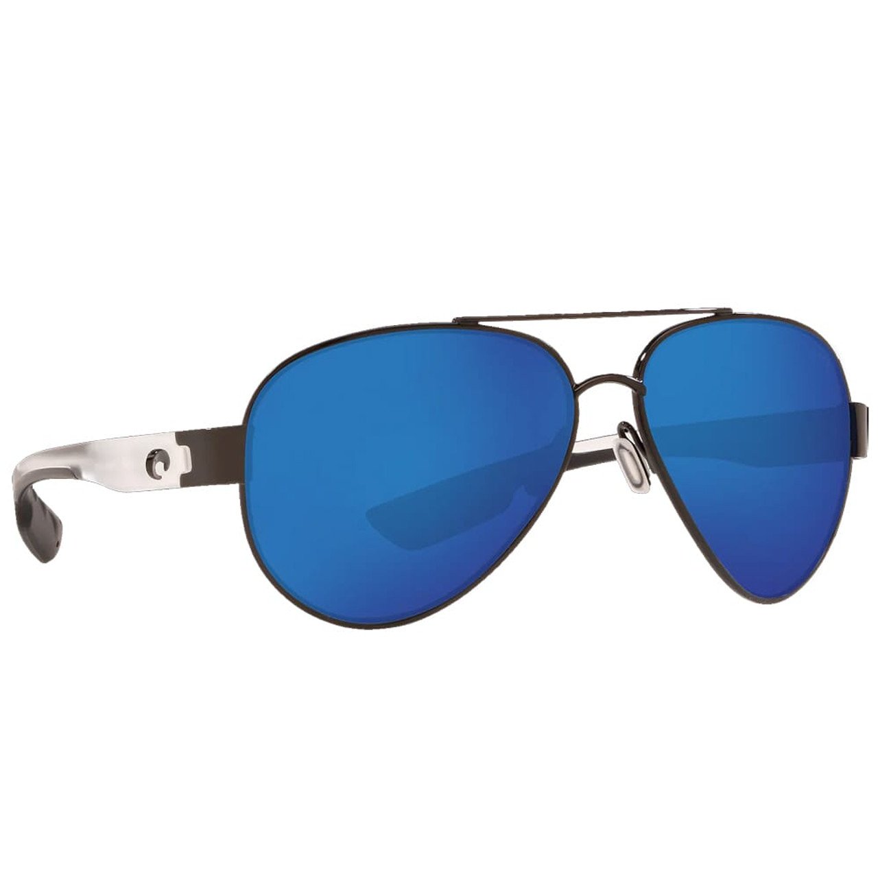 Costa South Point Gunmetal w/Crystal Temples Frame Sunglasses w/ Blue Mirror 580P Lenses SO-74-OBMP