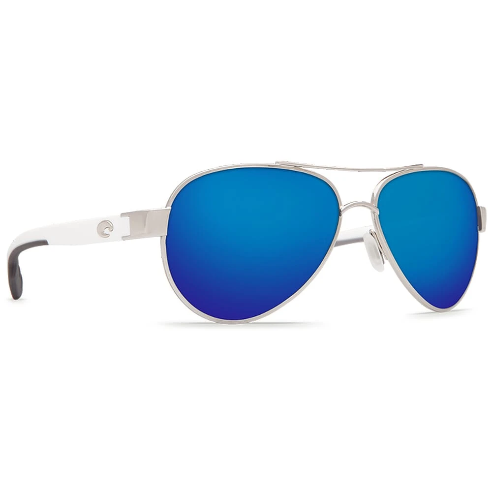 Costa Loreto Palladium w/White Temples Frame Sunglasses w/Blue Mirror 580P Lenses 06S4006-40060556
