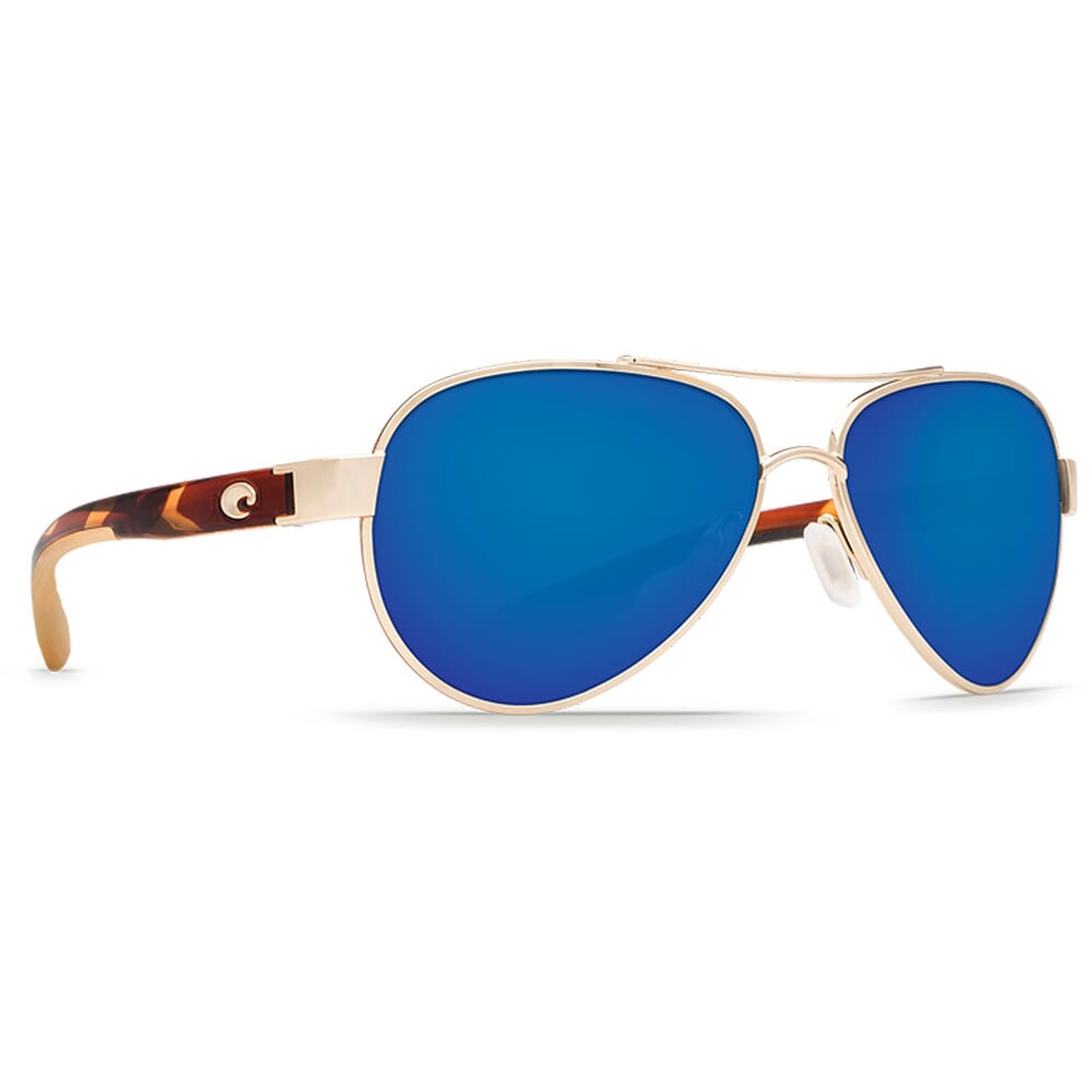 Costa Loreto Rose Gold Frame w/Tortoise Temples Frame Sunglasses w/Blue Mirror 580P Lenses 06S4006-40061056