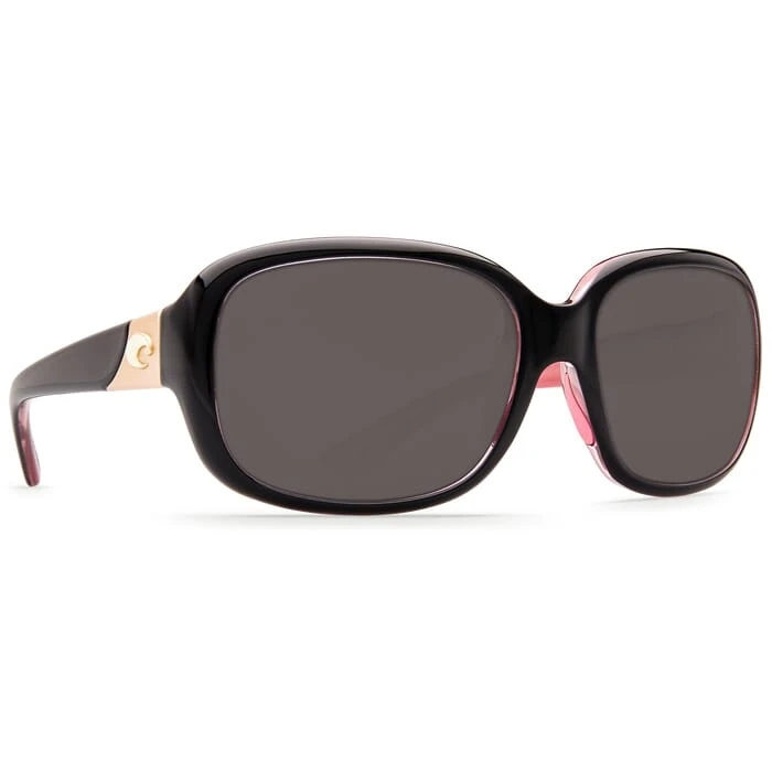 Costa Gannet Shiny Black Hibiscus Frame Sunglasses w/Gray 580P Lenses 06S9041-90410658