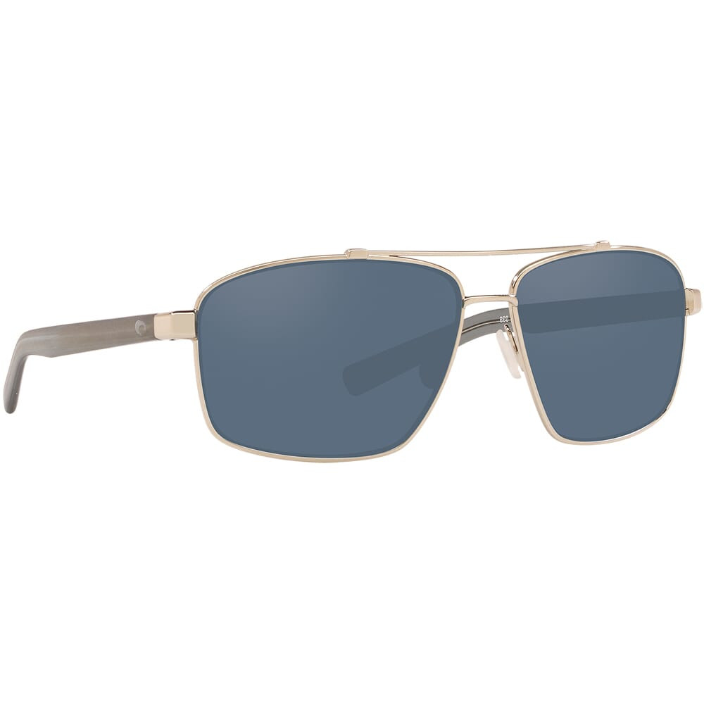 Costa Flagler Shiny Silver Frame Sunglasses w/Gray 580P Lenses 06S4009-40090162