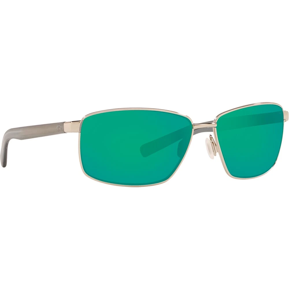 Costa Ponce Shiny Silver Frame Sunglasses w/Green Mirror 580G Lenses 06S4008-40080163
