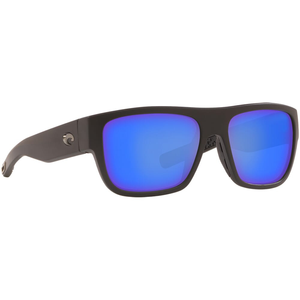 Costa Sampan Matte Black Frame Sunglasses w/Blue Mirror 580P Lenses 06S9033-90330860