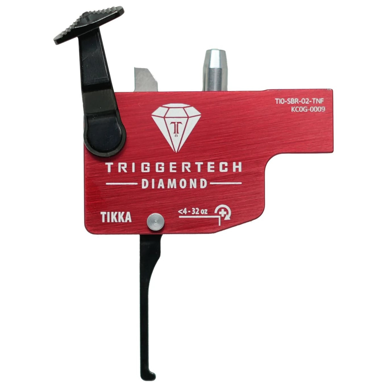 TriggerTech Diamond Trigger for Tikka T3, T3x, & T1x 4oz-32oz Adj Pull Weight, Straight Flat Lever, RH Red ZCT, CLKR, TKR Technology TI0-SRB-02-TNF