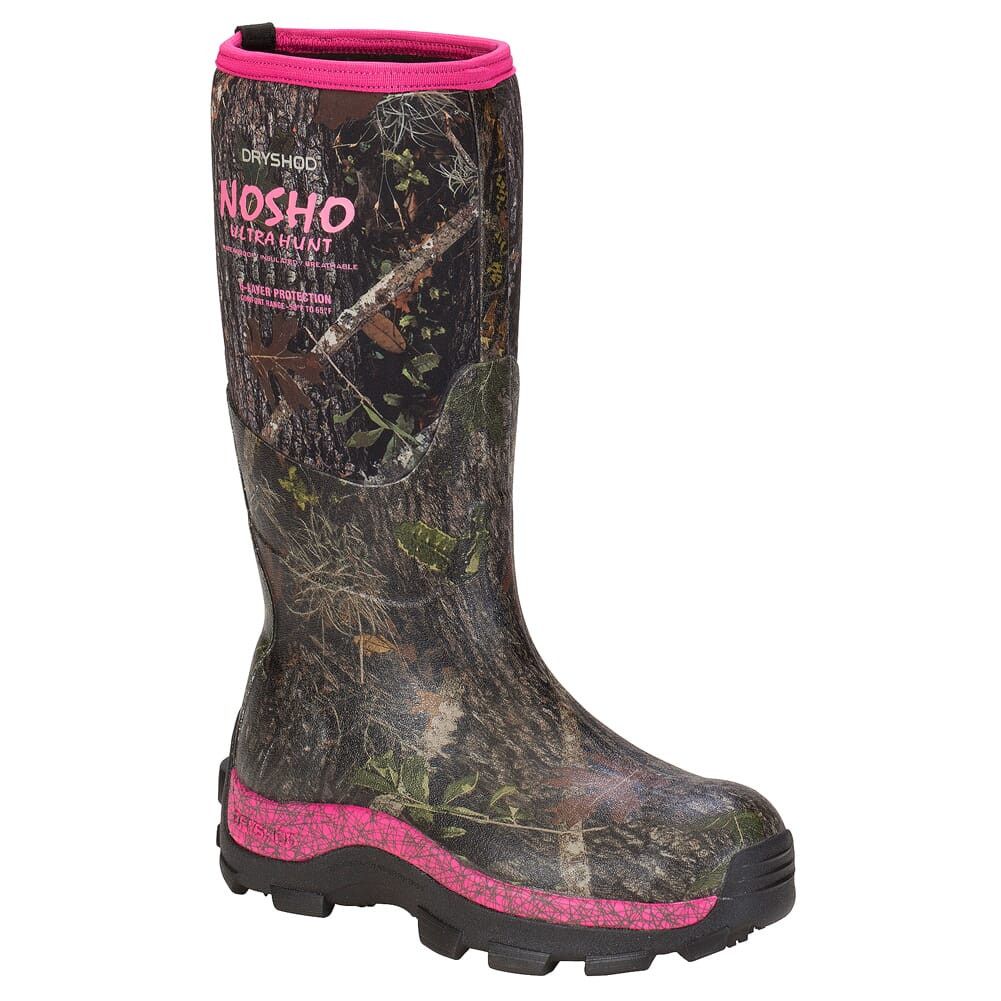 USED Dryshod Women's NoSho Ultra Hunt Hi Size 8 Camo/Pink Outdoor Sport Boots MBM-WH-PN-W08 - Light Wear On Sole USED9122