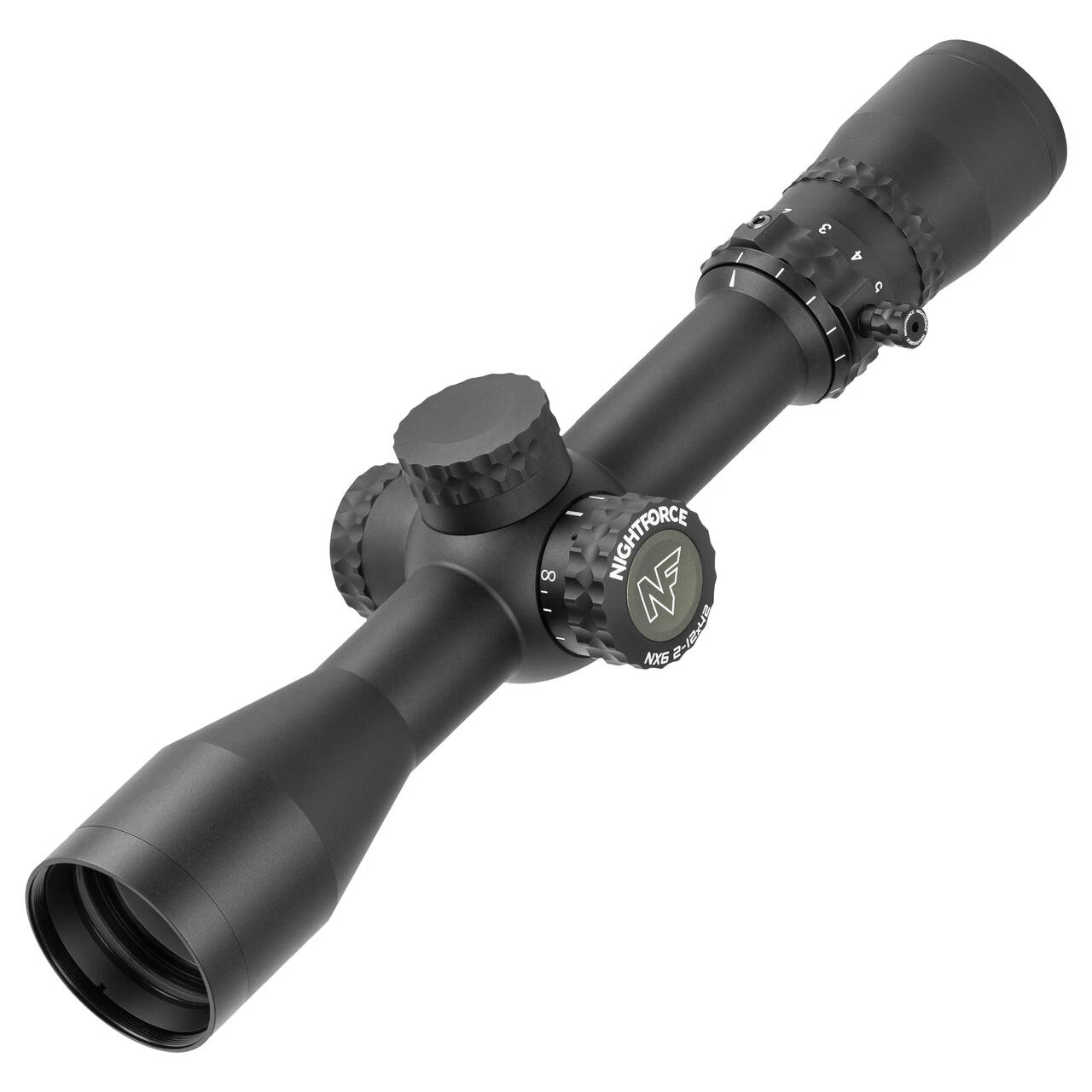 Nightforce NX6 2-12x42mm F2 Capped W/E .250 MOA DigIllum MOAR Second Focal Plane Reticle Riflescope C731